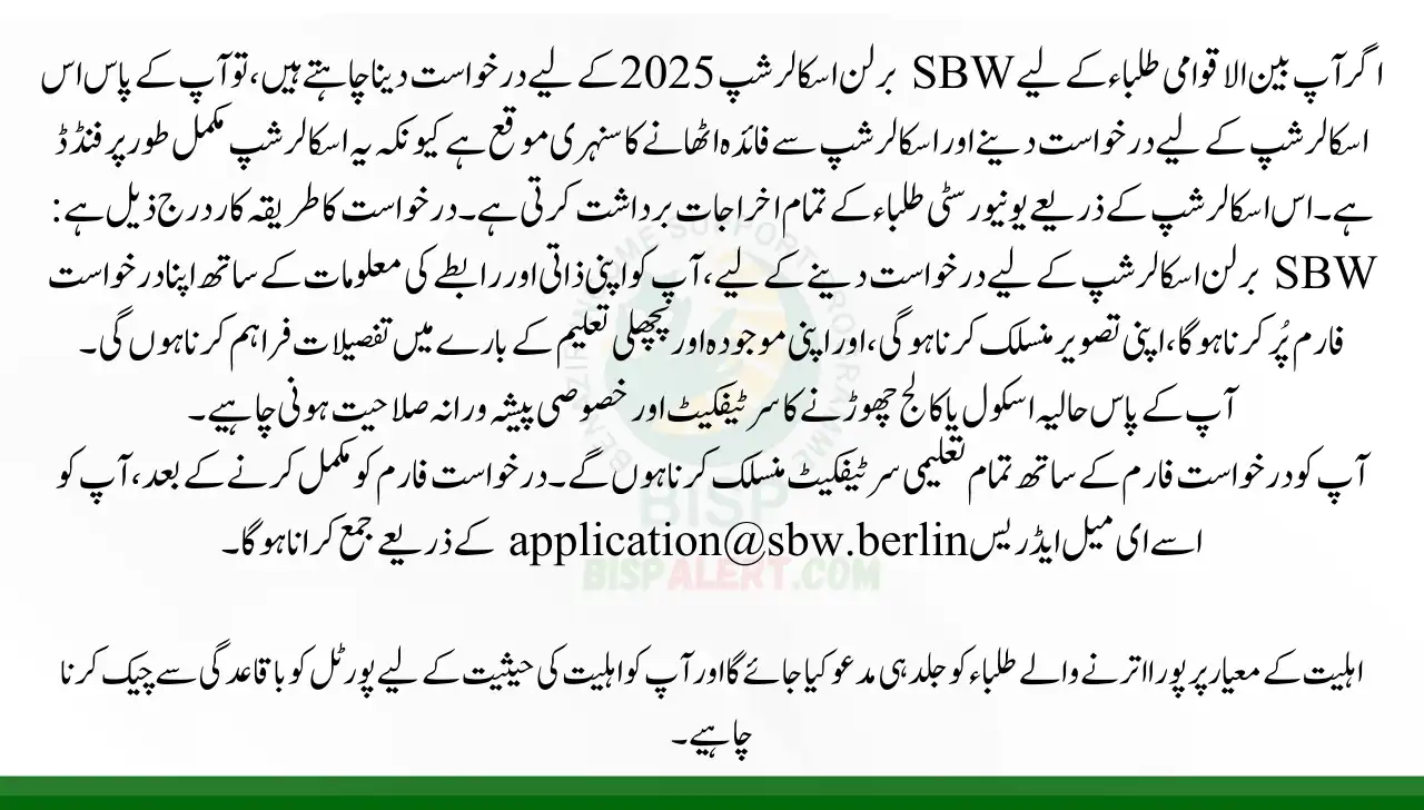 How to I apply for the SBW Berlin scholarship for international students